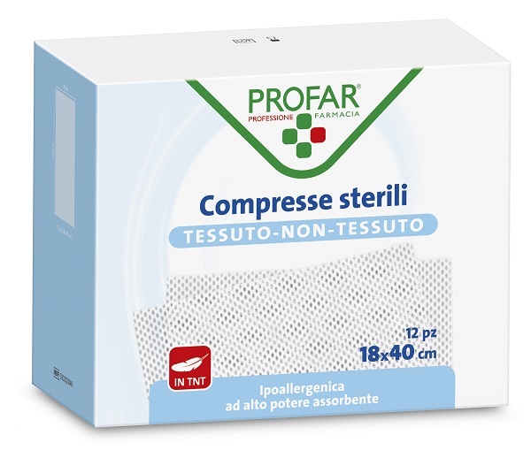 COMPRESSE IN TESSUTO NON TESSUTO 18 X 40 CM 12 PEZZI PROFAR - farmascienza.it