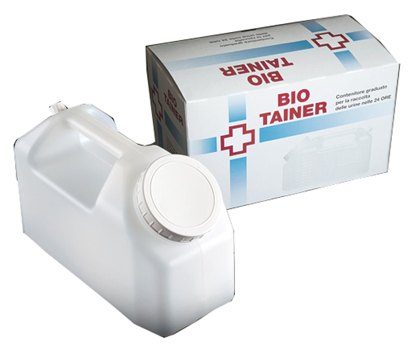 TANICA GRADUATA BIO TAINER PER RACCOLTA DI URINA NELLE 24 ORE 2500 ML CON TAPPINO DI PRELIEVO E MANICO 1 PEZZO - farmascienza.it