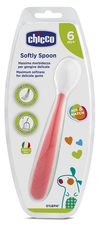 CHICCO CUCCHIAIO MORBIDO SILICONE 6M+ ROSSO UP - farmascienza.it