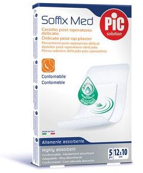 CEROTTO PIC SOFFIX MED IN TNT CON TAMPONE CENTRALE ASSORBENTE STERILE MONOUSO 10X12 CM ANTIBATTERICO 5 PEZZI - farmascienza.it