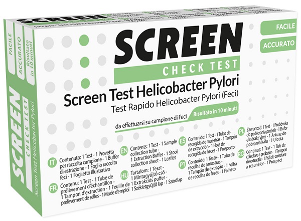 TEST RAPIDO PER L'INDIVIDUAZIONE DEGLI ANTIGENI HELICOBACTER PYLORI NELLE FECI UMANE SCREEN CHECK TEST HELICOBACTER/PYLORI - farmascienza.it