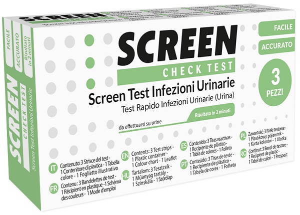 TEST PER L'INDIVIDUAZIONE RAPIDA DI LEUCOCITI SANGUE NITRITO E PROTEINA NELL'URINA SCREEN CHECK TEST INFEZIONI VIE URINARIE 3 PEZZI - farmascienza.it