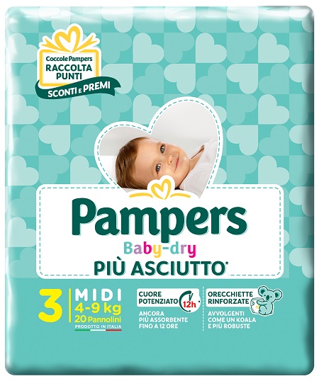 PAMPERS BABY DRY DOWNCOUNT MIDI 20 PEZZI - farmascienza.it