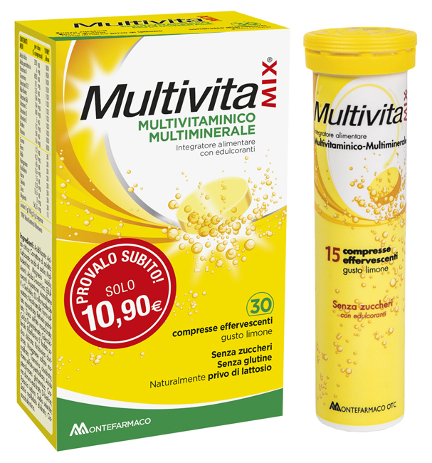 MULTIVITAMIX EFFERVESCENTE SENZA ZUCCHERO E SENZA GLUTINE 30 COMPRESSE - farmascienza.it
