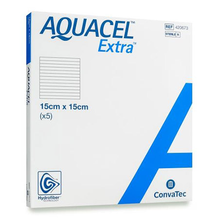 MEDICAZIONE IN TECNOLOGIA HYDROFIBER IN CARBOSSIMETILCELLULOSA SODICA E CELLULOSA RIGENERATA AQUACEL EXTRA 15X15 CM 5 PEZZI - farmascienza.it