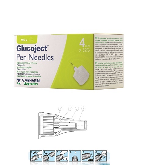AGO PER PENNA DA INSULINA GLUCOJECT LUNGHEZZA 4 MM GAUGE 32 100 PEZZI - farmascienza.it