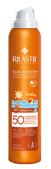 RILASTIL SUN SYSTEM BABY PPT SPF 50+ TRANSPARENT SPRAY WET SKIN 200 ML - farmascienza.it