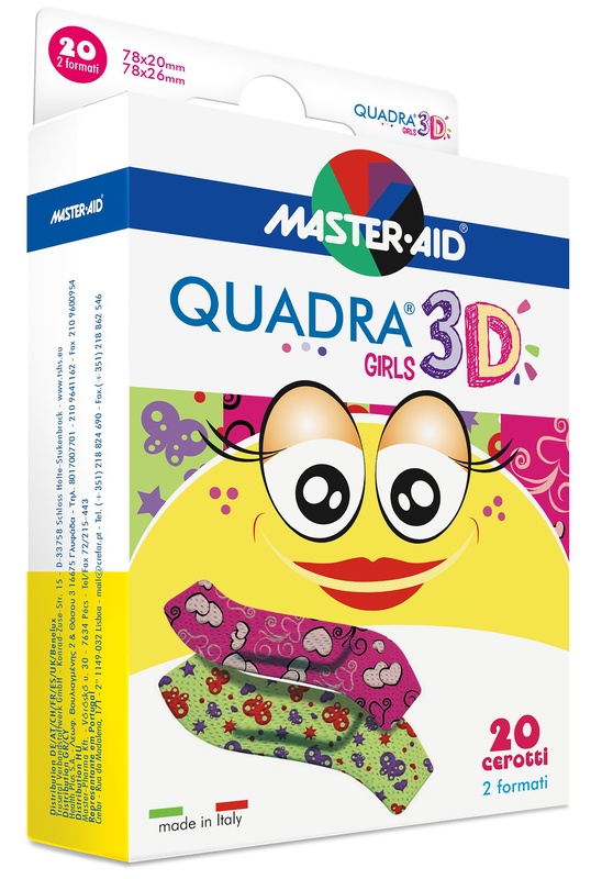 CEROTTO MASTER-AID QUADRA 3D GIRLS 20 PEZZI ASSORTITI - farmascienza.it
