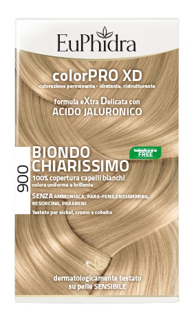EUPHIDRA COLORPRO XD 900 BIONDO CHIARISSIMO GEL COLORANTE CAPELLI IN FLACONE + ATTIVANTE + BALSAMO + GUANTI - farmascienza.it