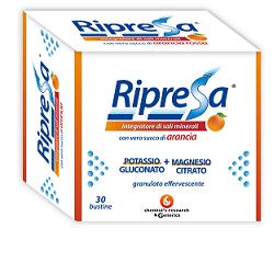RIPRESA 30BUST 10G INTEGRATORE ALIMENTARE DI MAGNESIO E POTASSIO BUSTINE EFFERVESCENTI UTILE NEGLI STATI DI STANCHEZZA - farmascienza.it