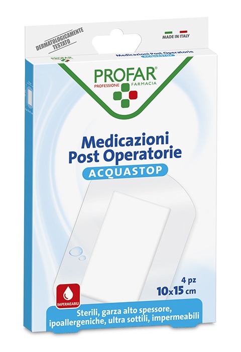 ACQUASTOP MEDICAZIONE POST OPERATORIA 10X15 CM PROFAR MED 4 PEZZI - farmascienza.it