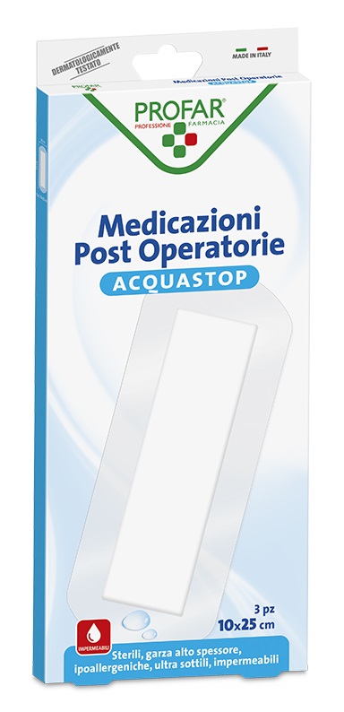 ACQUASTOP MEDICAZIONE POST OPERATORIA PROFAR MED 10X25 CM 3 PEZZI - farmascienza.it