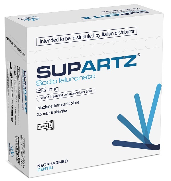 SIRINGA PRERIEMPITA INTRA-ARTICOLARE SUPARTZ ACIDO IALURONICO 25 MG 2,5 ML 5 PEZZI - farmascienza.it