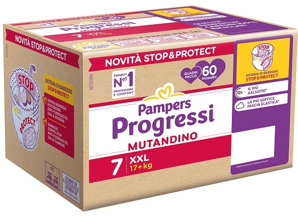 PAMPERS PROGRESSI MUTANDINO XXL TAGLIA 7 17+ KG 60 PEZZI QUADRI PACCO - farmascienza.it