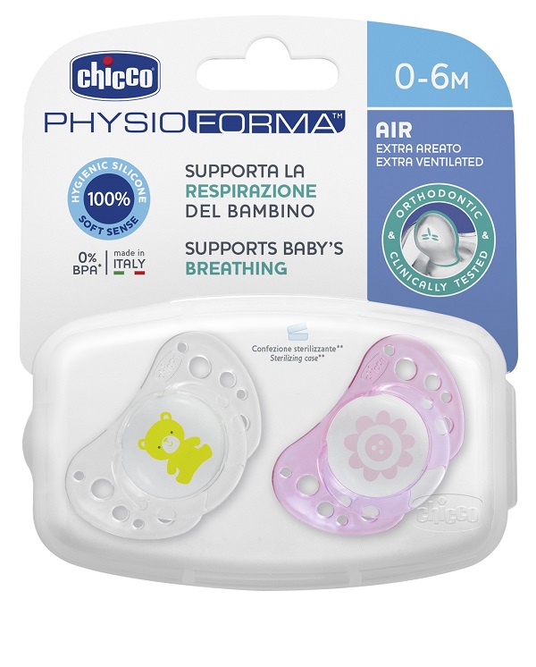 CHICCO SUCCHICCO AIR GIRL SILICONE 0-6 MESI 2 PEZZI - farmascienza.it