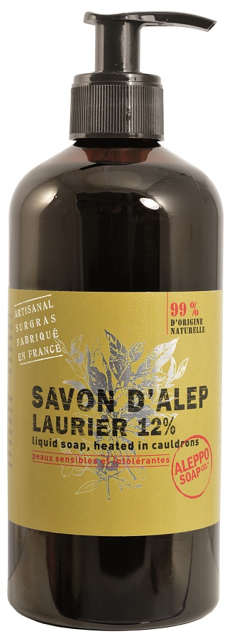 SAPONE DI ALEPPO LIQUIDO 12% ALLORO SAVON D'ALEP LIQUIDE 12% LAURIER ALEPPO SOAP 500 ML - farmascienza.it
