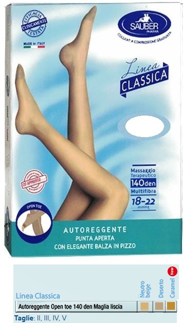 SAUBER AUTOREGGENTE OPEN TOE MAGLIA LISCIA 140 DEN COLORE NEUTRO BEIGE TAGLIA 5 LINEA CLASSICA - farmascienza.it