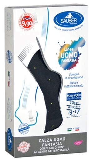 SAUBER CALZA UOMO FANTASIA Q-SKIN 70 DEN BLU POIS GIALLI TAGLIA M PROMO - farmascienza.it