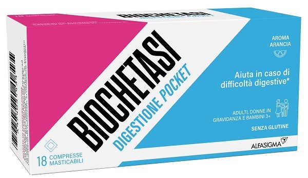 BIOCHETASI DIGESTIONE POCKET 18 COMPRESSE MASTICABILI - farmascienza.it