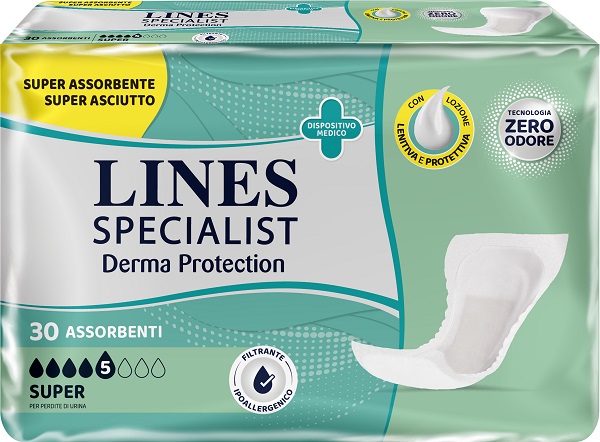PANNOLONE LINES SPECIALIST CLASSIC SAGOMATO SOTTILE SUPER 30 PEZZI - farmascienza.it