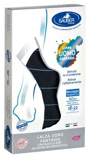 SAUBER CALZA UOMO FANTASIA Q-SKIN 140 DEN BLU RIGA SOTTILE GHIACCIO TAGLIA M - farmascienza.it