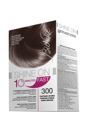 BIONIKE SHINE ON FAST TRATTAMENTO COLORANTE CAPELLI CASTANO SCURO 300 FLACONE 60 ML + TUBO 60 ML - farmascienza.it