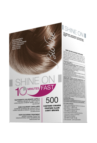 BIONIKE SHINE ON FAST TRATTAMENTO COLORANTE CAPELLI CASTANO CHIARO 500 FLACONE 60 ML + TUBO 60 ML - farmascienza.it