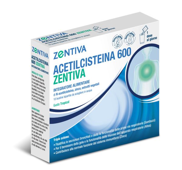 ACETILCISTEINA 600 ZENTIVA 10 BUSTINE BIPARTITE GUSTO TROPICAL - farmascienza.it