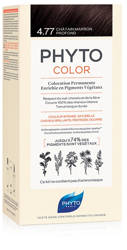 PHYTOCOLOR 4,77 CASTANO MARRONE INTENSO LATTE + CREMA + MASCHERA + 1 PAIO DI GUANTI - farmascienza.it