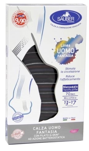 SAUBER CALZA UOMO FANTASIA Q-SKIN 70 DEN BLU RIGA BIANCA DENIM BORDEAUX TAGLIA P PROMO - farmascienza.it