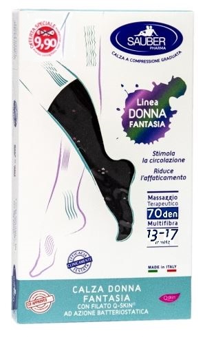 SAUBER CALZA DONNA FANTASIA FILATO Q-SKIN 70 DEN NERO POIS BOUQUET PERLATO GERANIO TAGLIA M PROMO - farmascienza.it