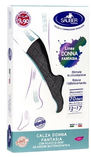 SAUBER CALZA DONNA FANTASIA FILATO Q-SKIN 70 DEN GRIGIO ROMBI NERI TAGLIA P PROMO - farmascienza.it