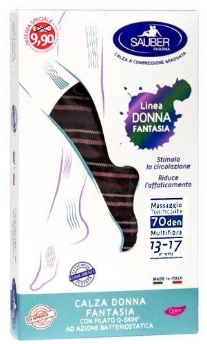 SAUBER CALZA DONNA FANTASIA FILATO Q-SKIN 70 DEN NERO RIGA BISCOTTO PAPRIKA BORDEAUX TAGLIA G PROMO - farmascienza.it