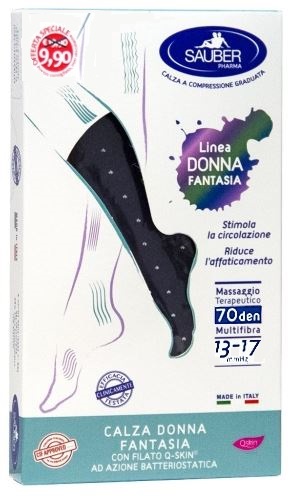 SAUBER CALZA DONNA FANTASIA FILATO Q-SKIN 70 DEN JEANS POIS BIANCHI TAGLIA M PROMO - farmascienza.it