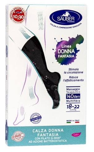 SAUBER CALZA DONNA FANTASIA FILATO Q-SKIN 140 DEN NERO POIS BOUQUET PERLATO GERANIO TAGLIA P PROMO - farmascienza.it