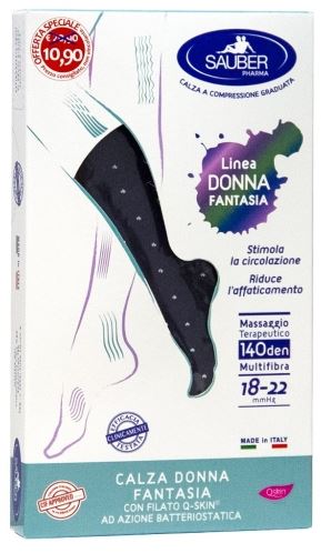 SAUBER CALZA DONNA FANTASIA FILATO Q-SKIN 140 DEN JEANS POIS BIANCHI TAGLIA M PROMO - farmascienza.it