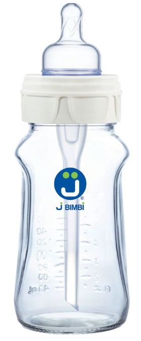 J BIMBI B FREE SUPER GLASS 260 ML BIBERON IN VETRO CON CANULA ANTICOLICHE E TETTARELLA IN SILICONE - farmascienza.it