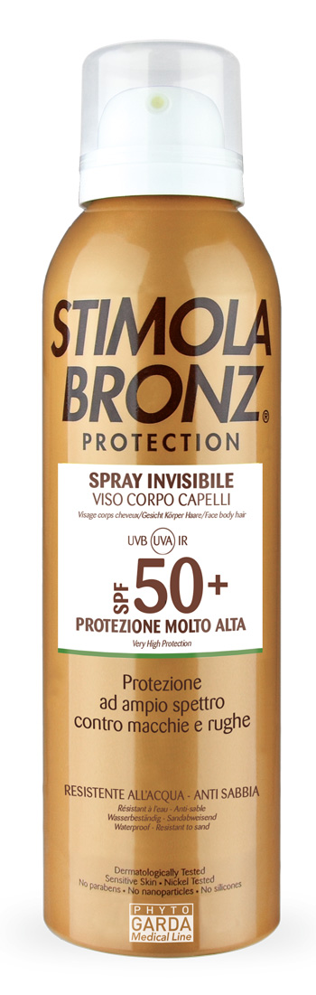 STIMOLABRONZ PROTECTION SPF50+ SPRAY INVISIBILE VISO CORPO CAPELLI 150 ML - farmascienza.it