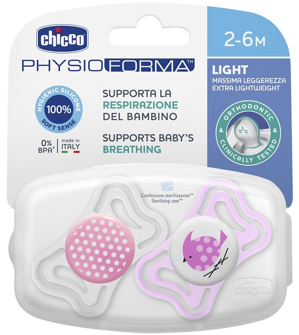 CHICCO SUCCHIETTO LIGHT GIRL SILICONE 2-6 MESI 2 PEZZI - farmascienza.it