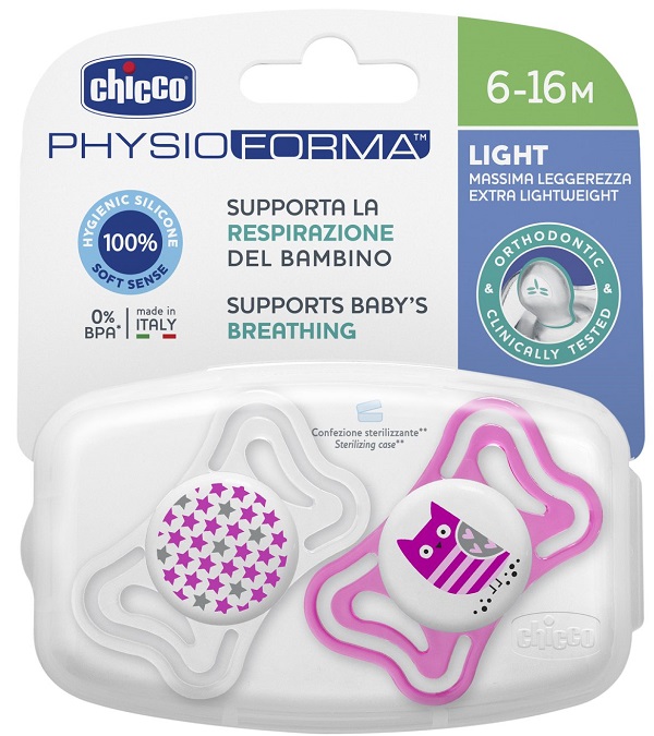 CHICCO SUCCHIETTO LIGHT GIRL SILICONE 6-16 MESI 2 PEZZI - farmascienza.it