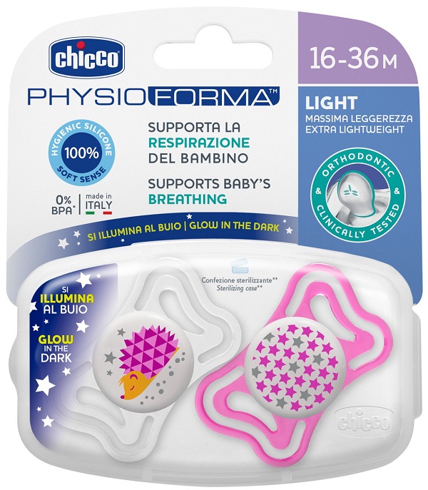 CHICCO SUCCHIETTO LIGHT LUM SILICONE 16-36 MESI 2 PEZZI - farmascienza.it