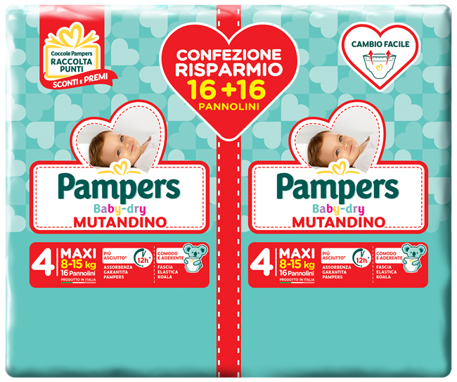PAMPERS BABY DRY PANNOLINO A MUTANDINA DUO DOWNCOUNT MAXI 32 PEZZI - farmascienza.it