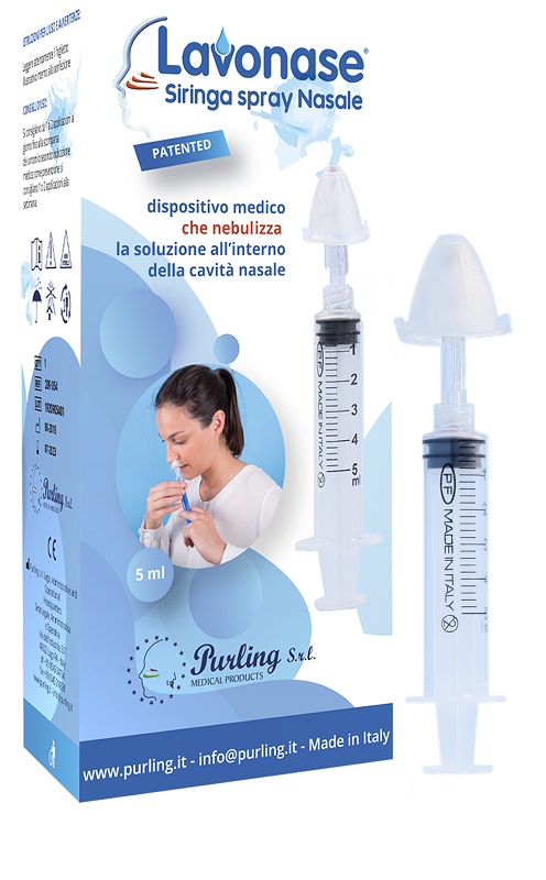 LAVONASE SIRINGA SPRAY NASALE NON STERILE 5 ML LUER-LOCK CON CAPPUCCIO + UGELLO NASALE CON RACCORDO LUER-LOCK + PERFORATORE CON VALVOLA NON RITORNO CON TAPPO - farmascienza.it