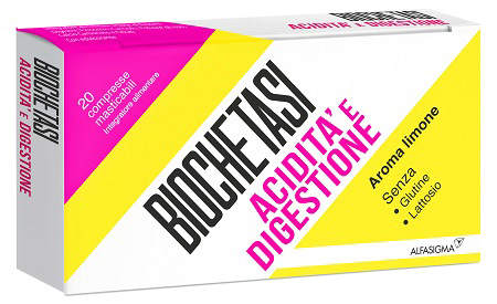 BIOCHETASI ACIDITA' E DIGESTIONE 20 COMPRESSE MASTICABILI AROMA LIMONE - farmascienza.it