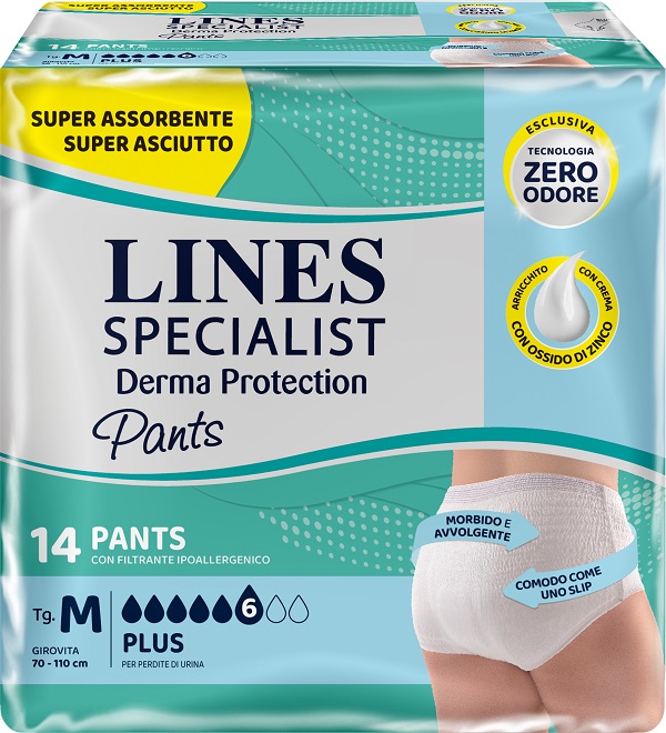 PANNOLONE PER INCONTINENZA LINES SPECIALIST DERMA PANTS PLUS M 14 PEZZI - farmascienza.it