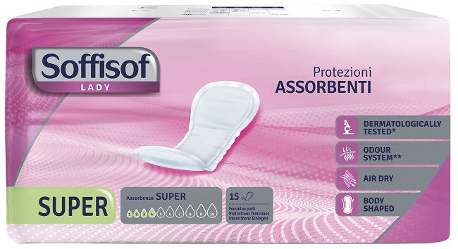 PANNOLONE PER INCONTINENZA SOFFISOF LADY AIR DRY SUPER 15 PEZZI - farmascienza.it