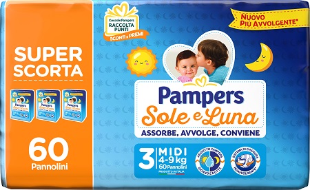 PAMPERS SOLE LUNA TRIO MIDI 60 PEZZI - farmascienza.it