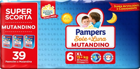 PAMPERS SOLE LUNA MUTANDINA TRIO XL 39 PEZZI - farmascienza.it