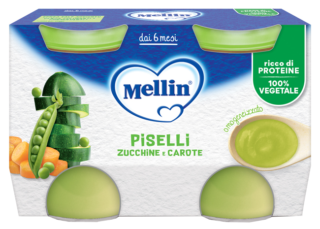MELLIN OMOGENEIZZATO PISELLI E CAROTE 2 PEZZI DA 130 G - farmascienza.it