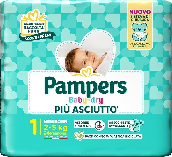 PAMPERS BABY DRY PANNOLINO NEWBORN 24 PEZZI - farmascienza.it